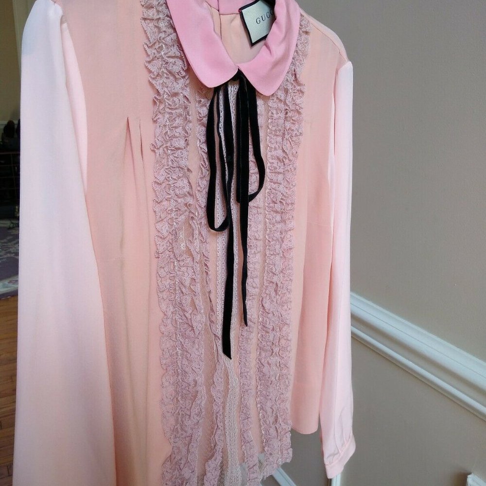 NWT GUCCI SILK BLOUSE dress SHIRT 42 M